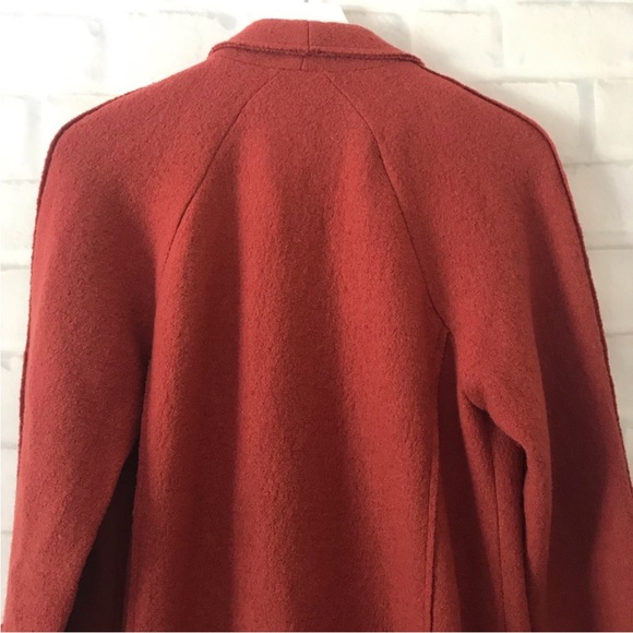 Tahari Wool Blend Open Front Raw
Seams Midi Length Coat Burnt Orange - Size L - Picture 6 of 8